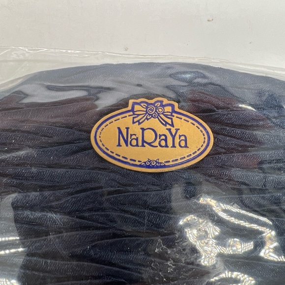NWT in Plastic NaRaYa Sm Navy Blue Ruffled Satin Rope Strap Classic Y2K Elegant - Picture 5 of 16